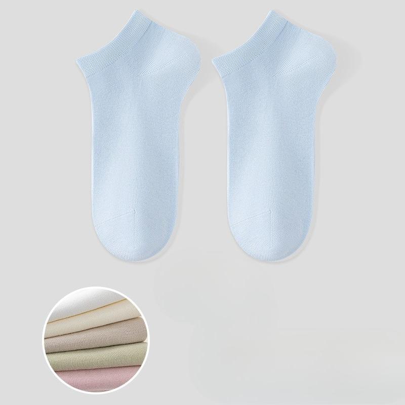 Women's Summer Thin Cotton Pure Color Mesh Breathable Sweat Absorption Deodorant Boneless Socks