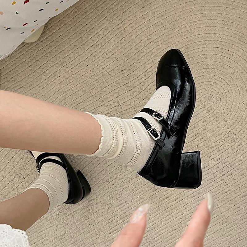 Fashion Spring Women Mary Jane Shoes Fashion Rhinestone Ladies Elegant High Heel Shoes Street Style Women's Pumps Shoes