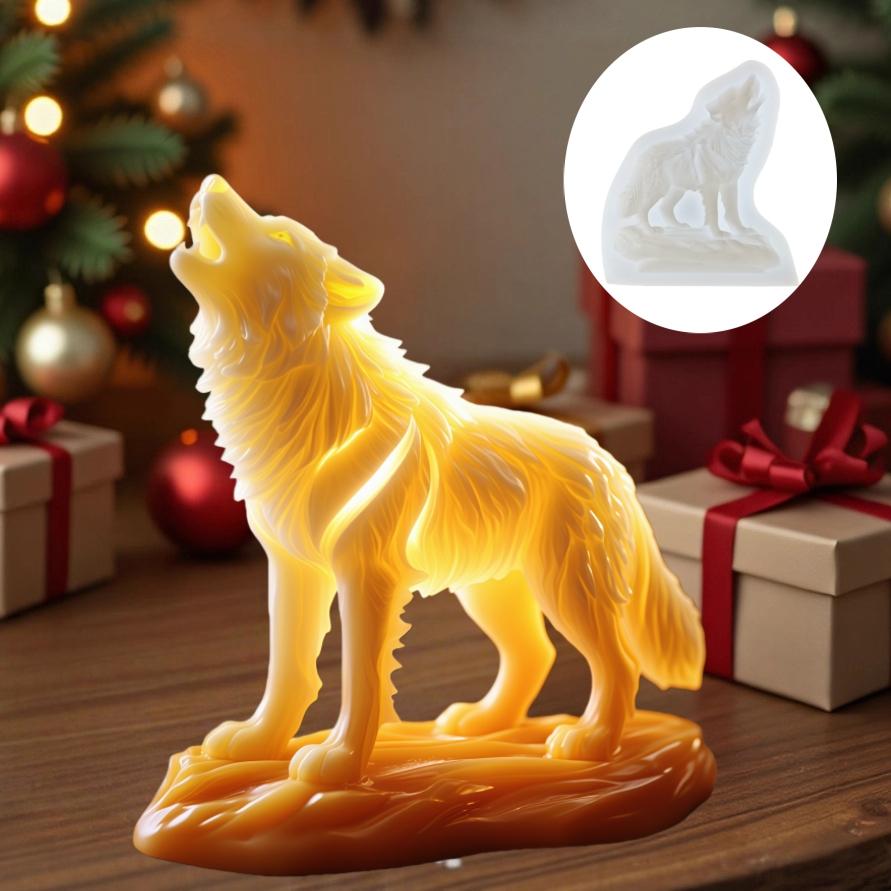 Wolf Howling Shape Candle Silicone Mold Animal Wolf Shape Resin Mold Head Up Standing Wolf Gypsum Mould Craft Molds