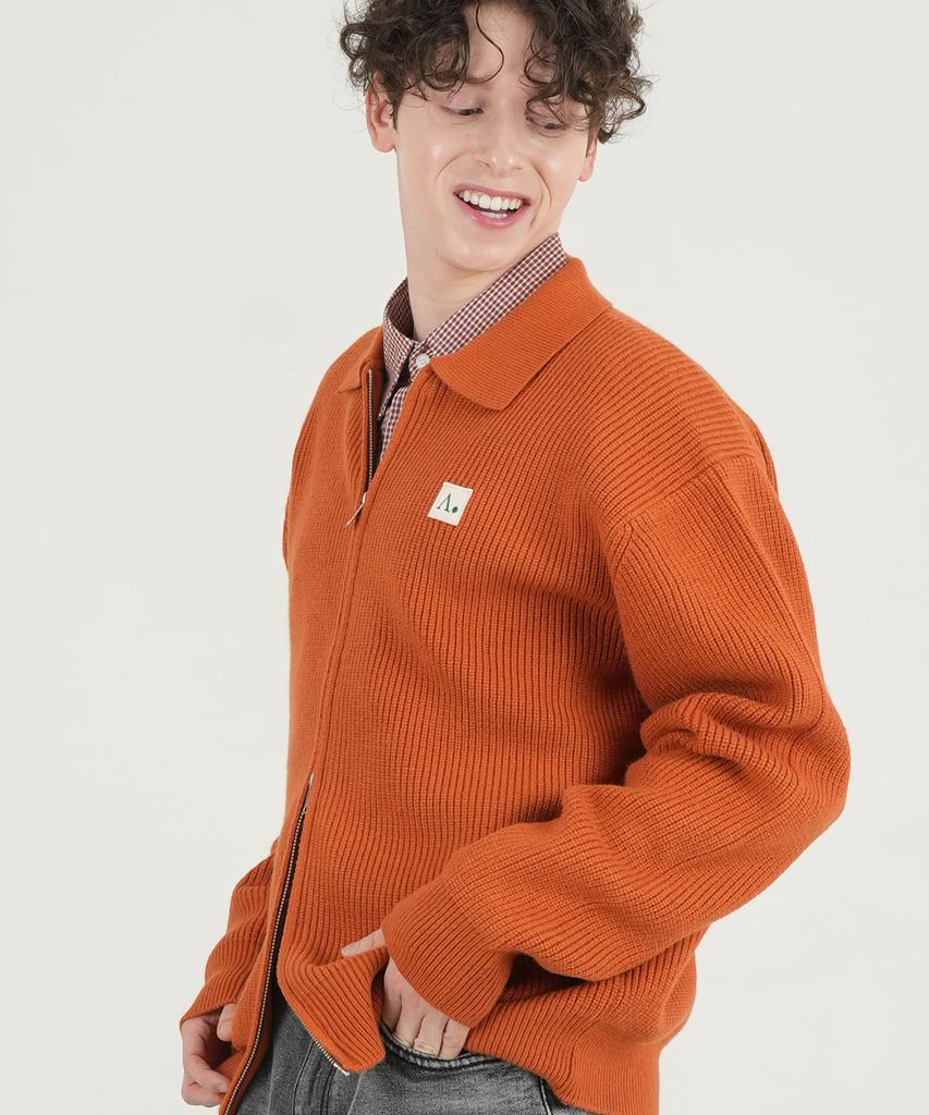 The-Abon Mousse High-Density Hacci Collar Zip-Up Navy