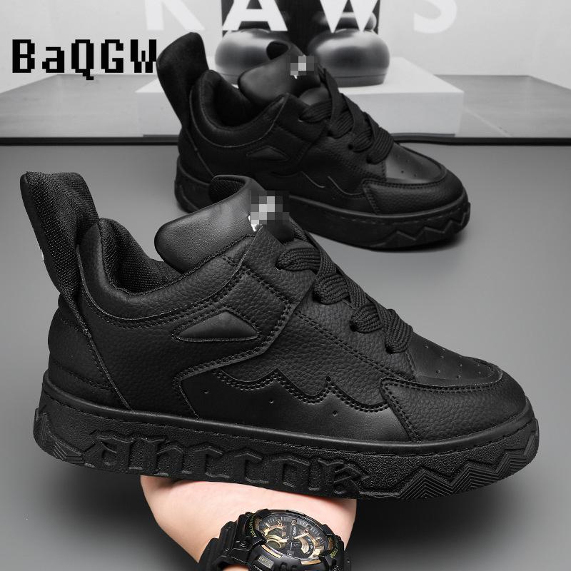 Designer Color Block Chunky Sneakers Women/Men Leather Lace-up Fashion Flat Platform Shoes Round Toe Comfortable Casual Sneakers