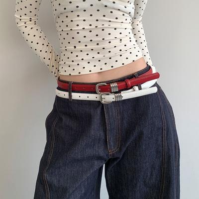 Korean Style Pin Buckle Thin Belt Simple Waist Belt PU Leather Belt  Dresses Decoration