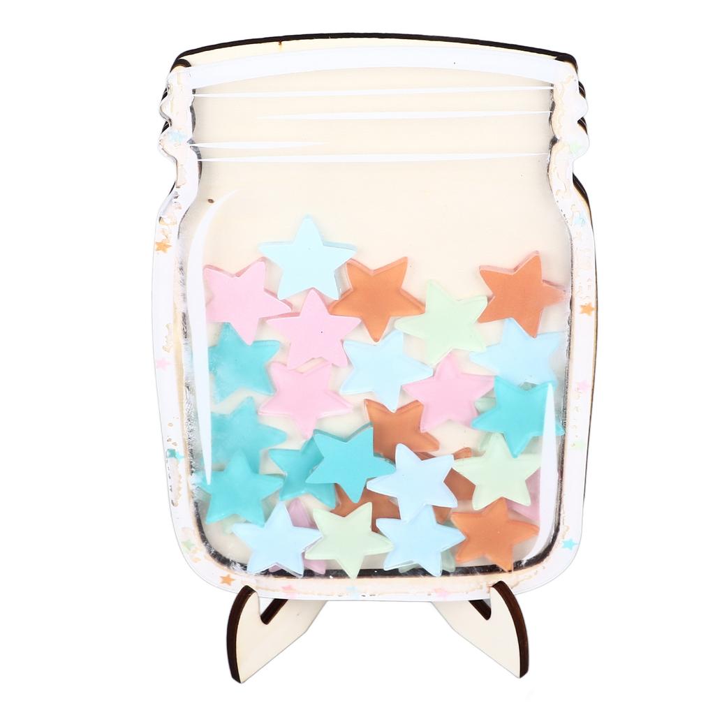 Star Reward Jar 30 Colorful Star Safe Sturdy Wood Stable Stand Routine Training Kids Reward Board for Home Education