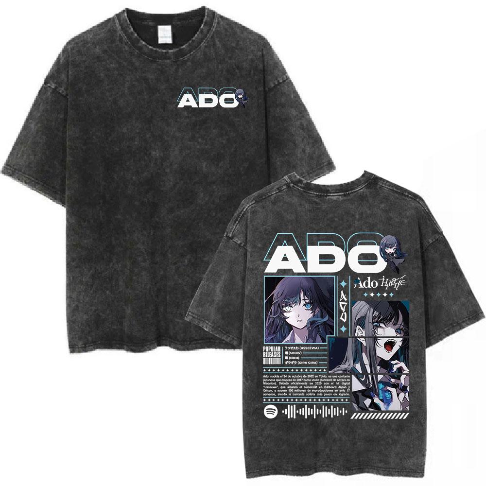 Ado Red Rose 2025 World Tour Hibana Vintage Washed T Shirts Men Women Fashion Harajuku T-shirt High Quality 100% Cotton T-shirts
