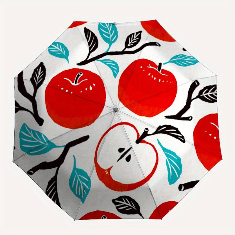 

1pc Apple Pattern Automatic Open, Sturdy Iron Frame, Compact Folding Design, All-Season Portable Umbrella for Women & Men yy250801082