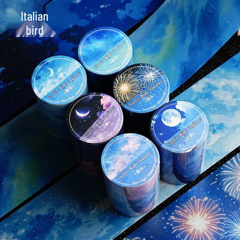 Yi Niao Starry Night PET Tape: Sky Theme Scenery for Journals (6 Styles)