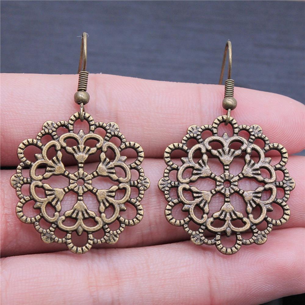 38 Styles Women Ethnic Style Jewelry Earrings Bohemia Carved Round Oval Waterdrop Flower Pattern Dangle Earrings Drop Earrings