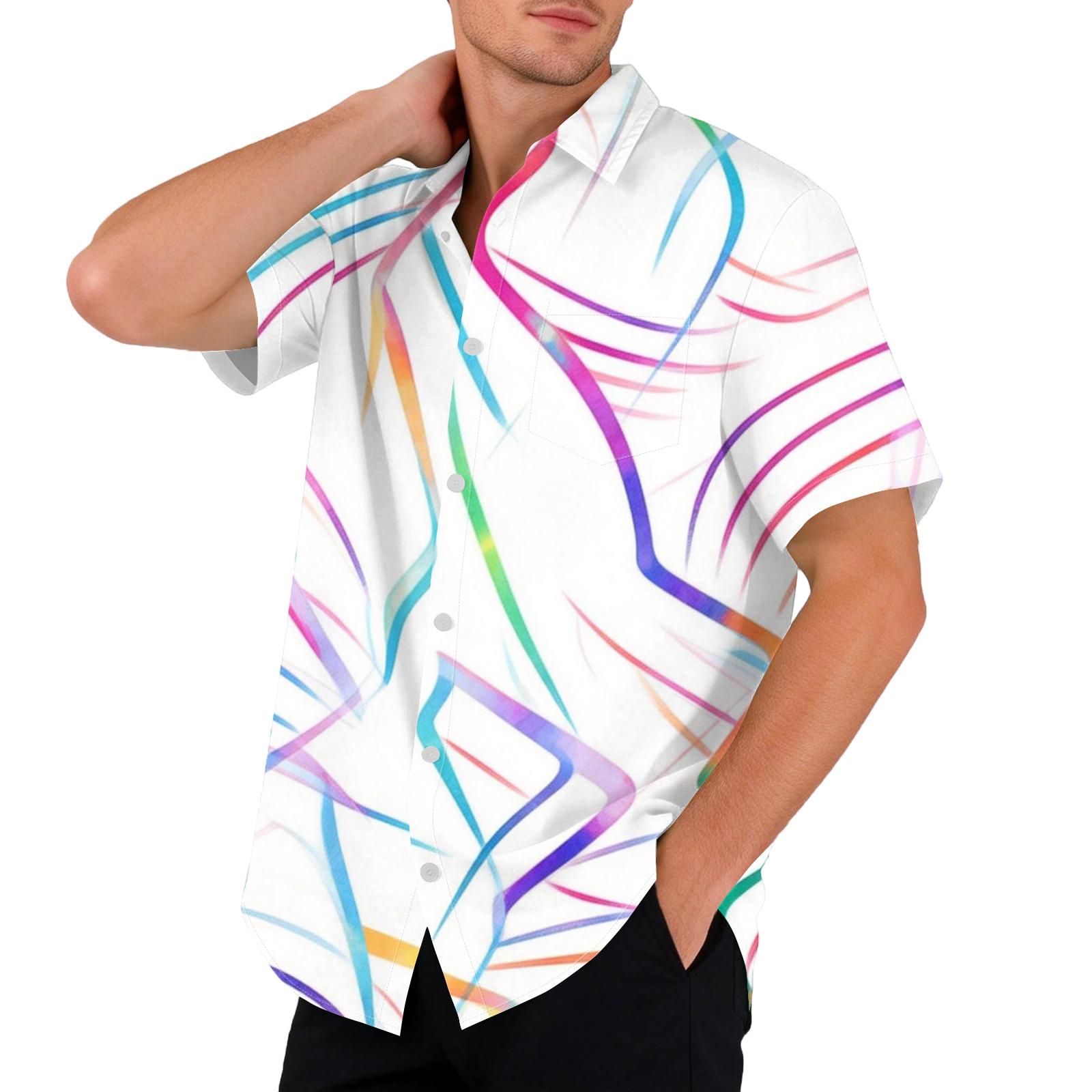 

Hawaiian Print - Men s Casual Short Sleeved Shirt XXL