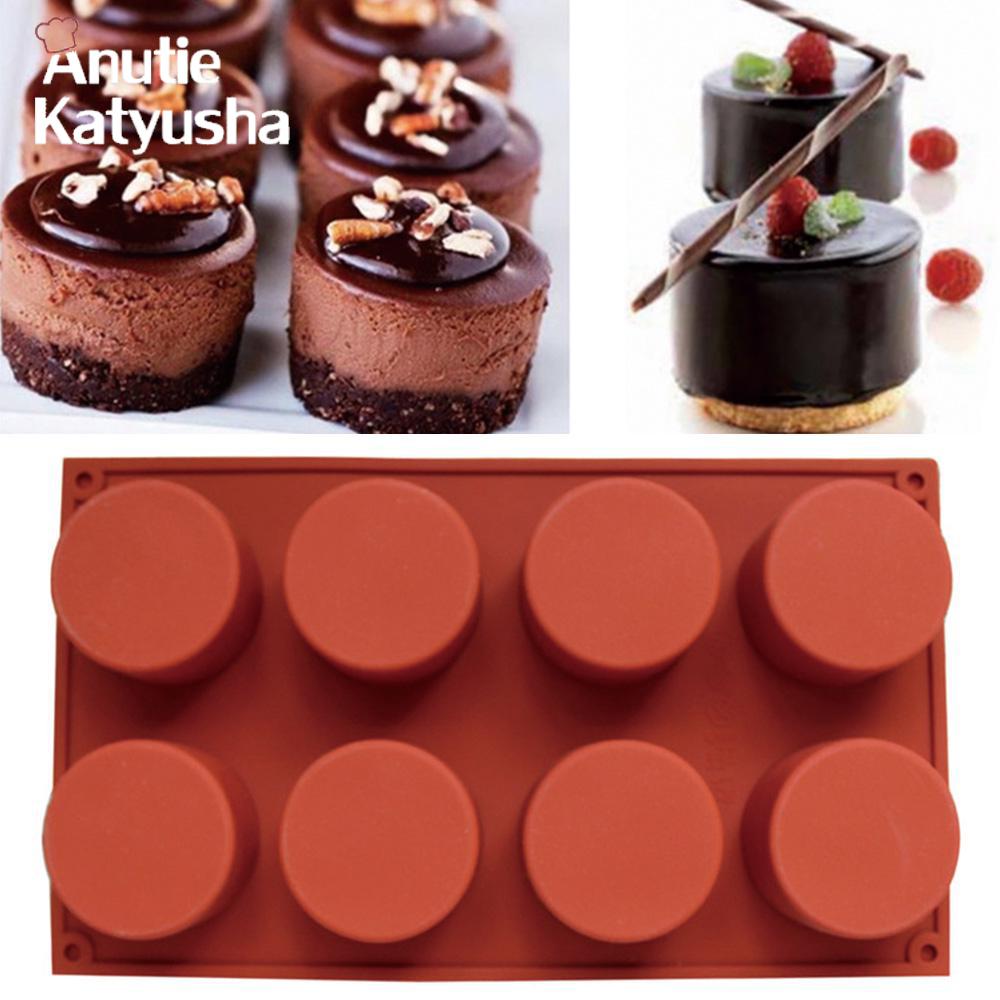 1 buc. 8 găuri, forma rotundă de ceașcă, pentru mousse, pentru prăjituri, 3D, din silicon, pentru cupcakes, lucrate manual, pentru budincă de jeleu, pentru prăjituri, pentru săpun, unelte de coacere