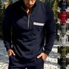 New Autumn/Winter Men’s Plain-Coloured Stand-Up Collar Sweatshirt: Casual, Heavyweight Textured, Half-Zip, Long-Sleeved Top
