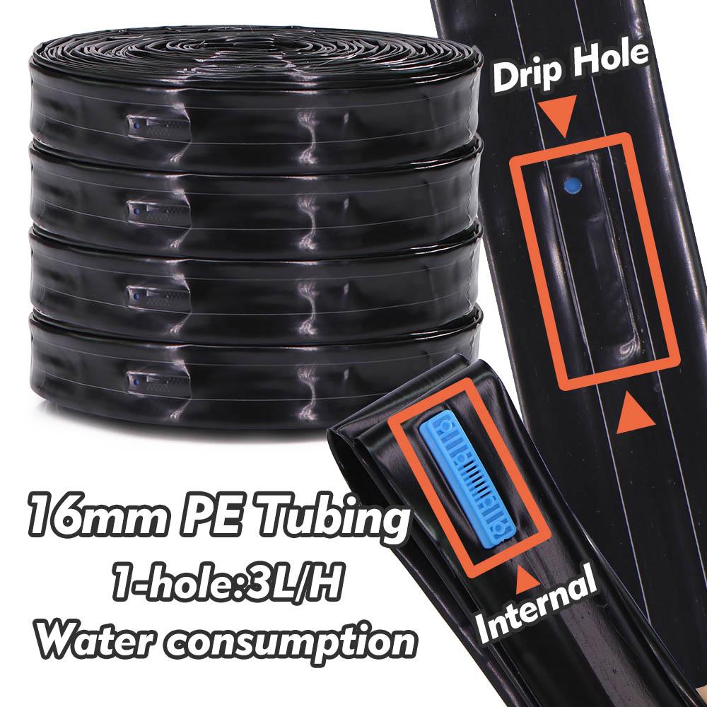 100m Drip Tape 16mm PE Hose Spacing 10-30cm Garden Greenhouse Orchard Watering Farm Agricultural Irrigation Soaker Hose Dripper