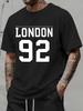 Unisex Summer Light Blue Crew Neck Tee LONDON 92 Print Casual Short Sleeve Daily Basic Athletic Chelsea UK Fashion T Shirt