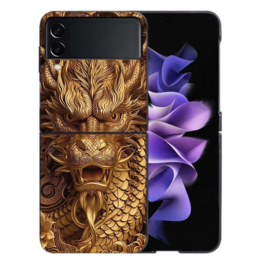 Golden Holy Dragon Coque For Samsung Z Flip7 6 Galaxy Case Shockproof Z Flip5 Z Flip3 4 5G Hard Cover Phone TPU PC Hard Funda