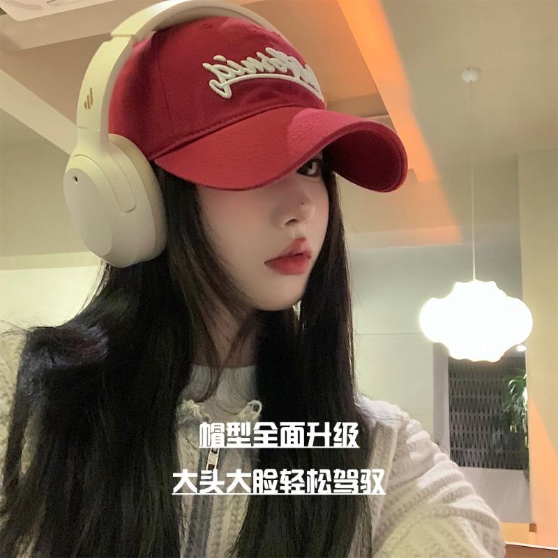 Big Head Circumference Baseball Cap Female Soft Top Wide Brim Showing Face Small Cap Retro Red Couple Hat