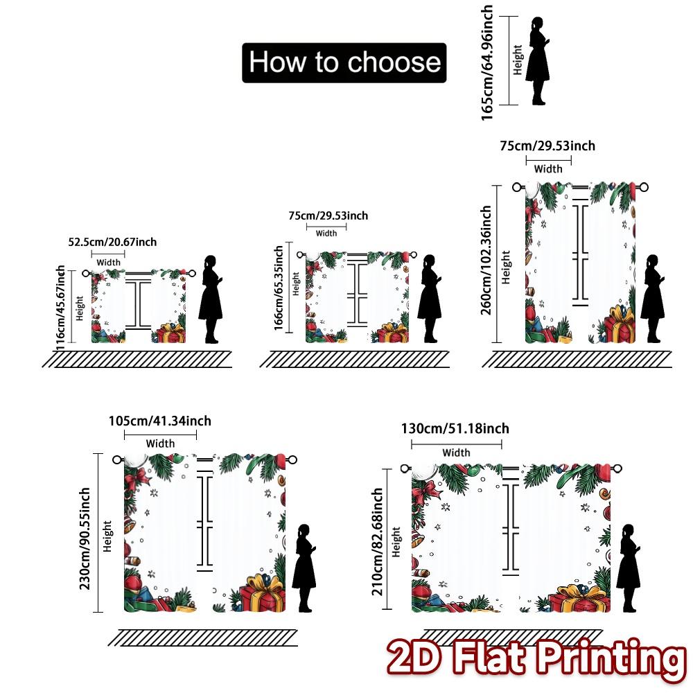 2pcs,Curtains Christmas Tree Ornaments Gifts (5) Modern Creative Curtains Fabric Curtains Versatile All Decorative for Living