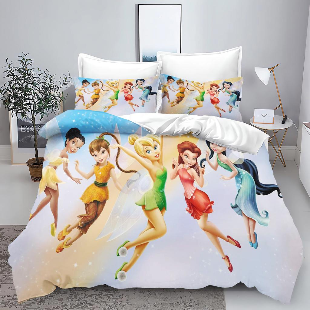 Tinker Bell Anime Disney Bedding Set Duvet Cover 100% Polyester Suitable For Children And Adults 3-Piece Set 1 Quilt Cover