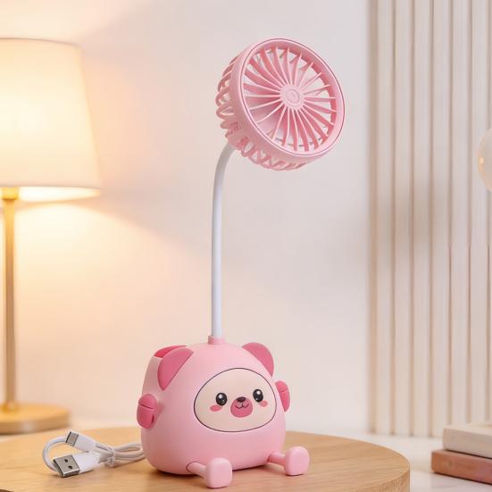 Cartoon Animals Desk Fan Fast Charging Flexible Hose Fan Multi-Purpose Phone Holder Pen Holder Portable Summer Cooling Fan