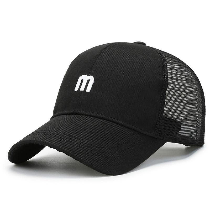 

Letter M Flowers Embroidery Baseball Cap Breathable Outdoor Sun Hat Protection Black M