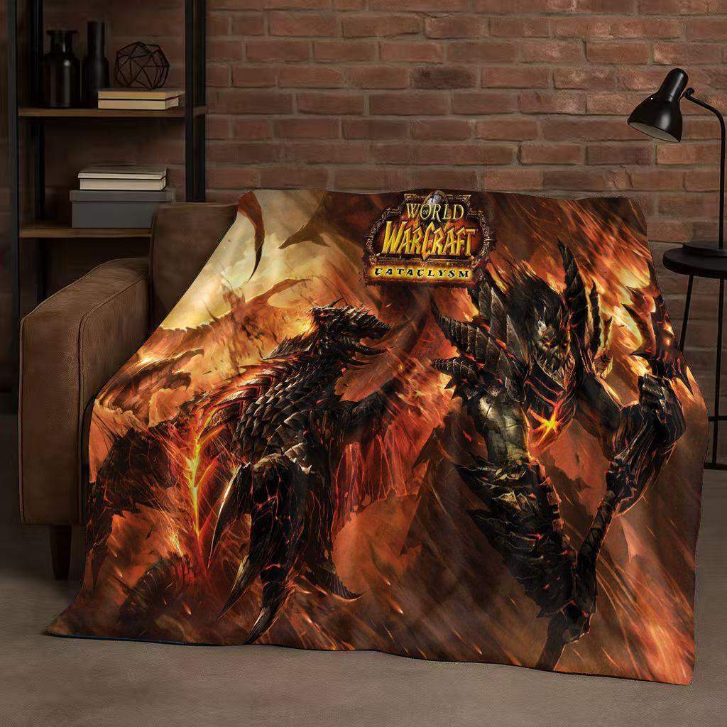 3D WOW World of Warcraft Spiel Dämonenjäger Arthas Cartoon Flanell Decke, Ultra Weiche Plüschdecke für Zuhause Schlafzimmer Bett Sofa Abdeckung