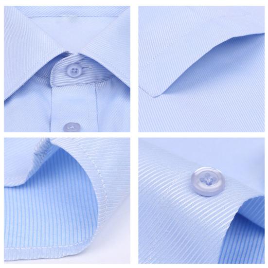 Striped Turn-down Collar Men Shirt French Cuff Button Long Sleeve Buttons Closure