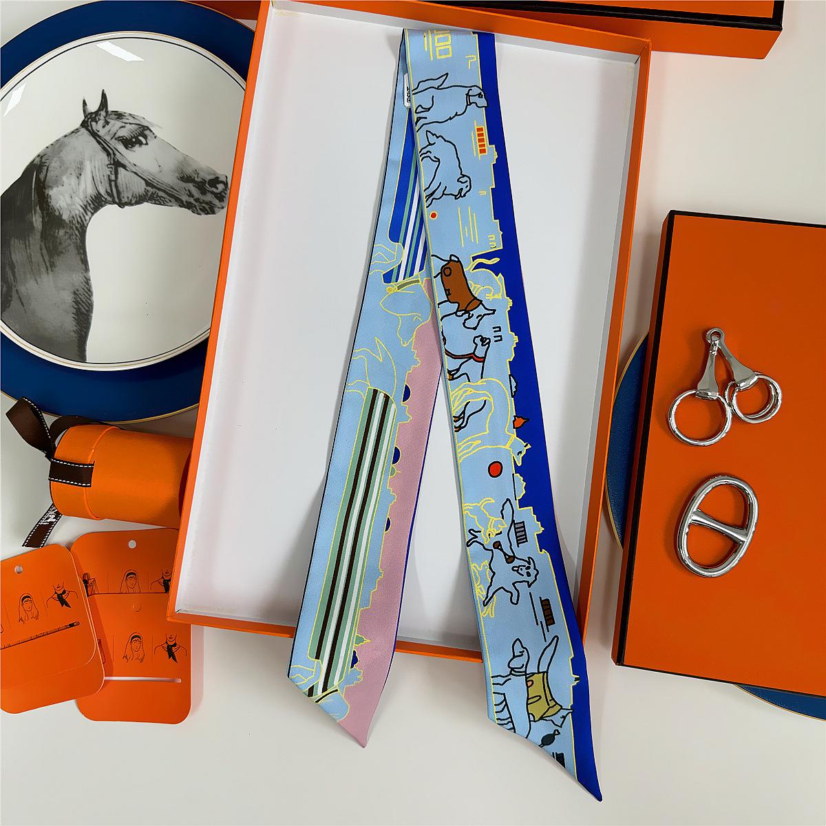 

Летний двухсторонний шарф из шелковой ленты Mulberry 2024 года, светло-серый твил 18 момми, универсальный браслет 86 x 5 cm