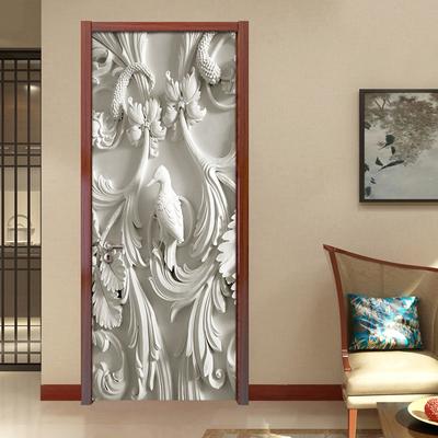 3D Stereoscopic European Style Classic Relief Door Sticker Wall Papers Home Decor Bedroom Living Room Waterproof Door Mural