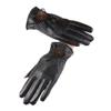 Autumn and winter gloves women's leather gloves bow velvet thickened outdoor driving riding touch screen warm gloves