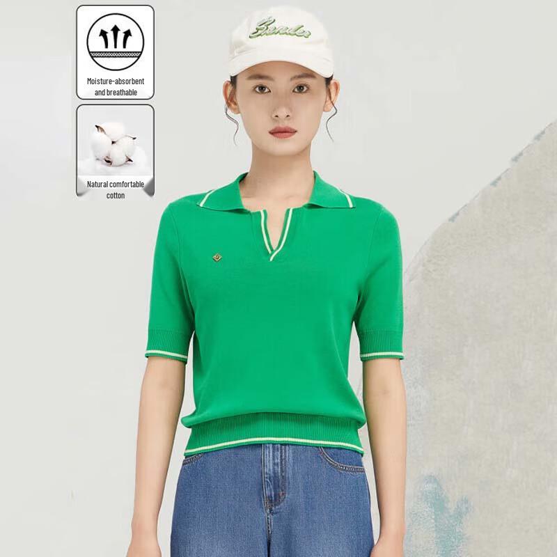 JESSIE Women s Loose Polo Knit Short Sleeve Top M