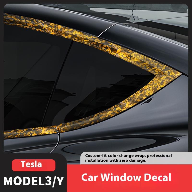 For Tesla Model 3/Y Window Trim Chrome Delete Vinyl Wrap Kit Gloss Black Pink Carbon Fiber Style Auto Accessory for Enhanced