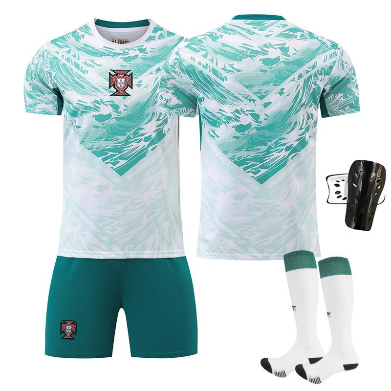 World Cup Portugal Away Football Jersey No. 7 Short-Sleeved Jersey Set Green Shorts