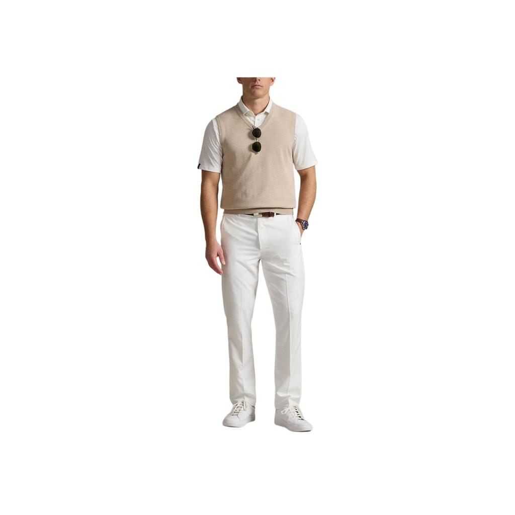 Polo Ralph Lauren V-Neck Cotton Blend Sleeveless Sweater Vest Men sweater vests Beige 785936654-501