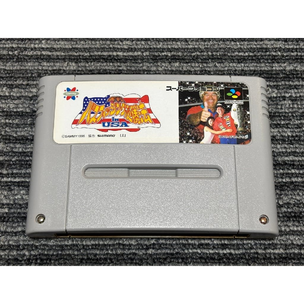 Used Jissen! Bass Fishing Hisshouhou in USA SFC SNES Super Famicom SHVC-AFUJ tested working Nintendo Sports Sammy NTSC-J Super Nintendo Cartridge