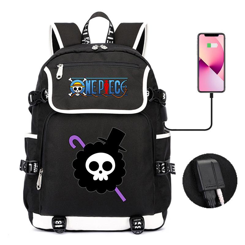 Mochila Padrão Desenho Animado Japonês Peça Única Grande Capacidade Bolsa de Estudante Bolsa para Computador USB Bolsa de Viagem