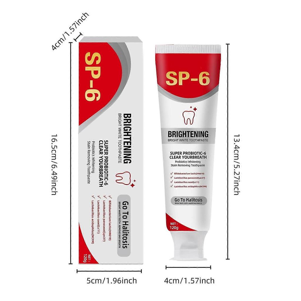 sp-6 Ultra whitening Toothpaste, 4PCS Super Probiotics Bright White Toothpaste for Stain Removing, Fresh Breath & Teeth Health (480g)