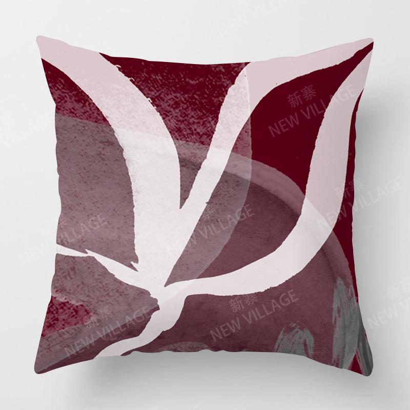 Leaf Personalized Design Red Cushion Cover Home Decor Throw Pillow Cover Living Room Sofa Decoration