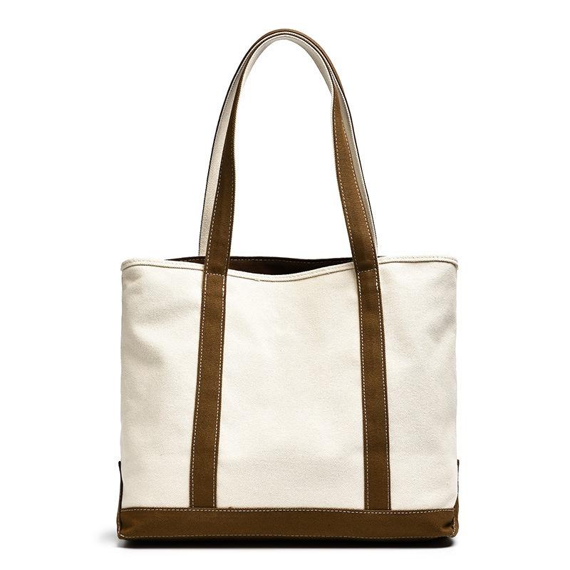 Contrasting Color Canvas Bag New Commuter Versatile Large-capacity Casual Shoulder Tote Bag