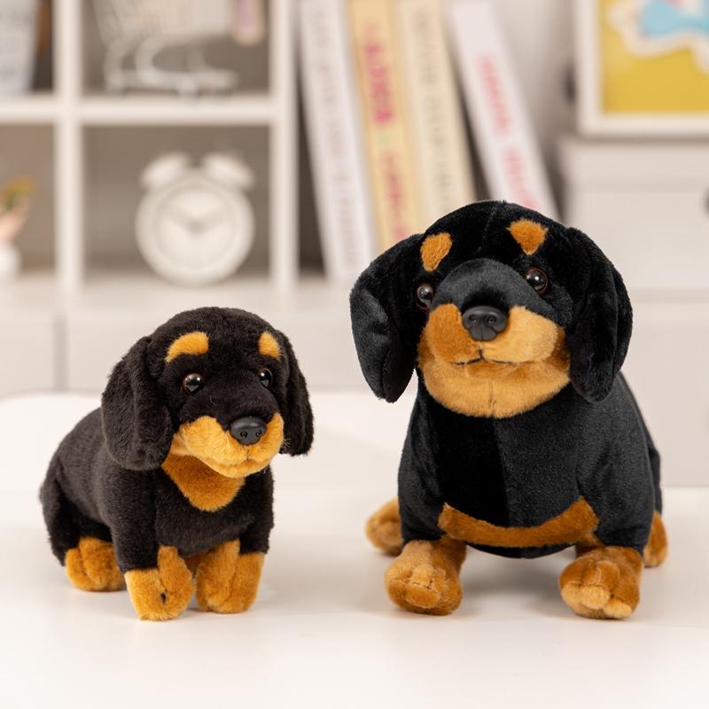 Simulation Dachshund Dog Plush Toy Stuffed Short Legs Puppy Animal Standing Plushie Appeasing Birthday Gift