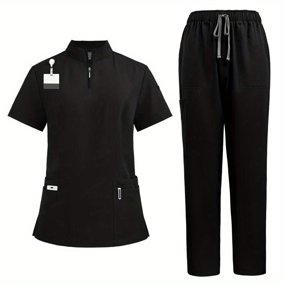 Nurse Stand-up Collar Zipper Work Uniform, Surgical Gown, Hand Gown Operating Room Straight Pants, Women Attire