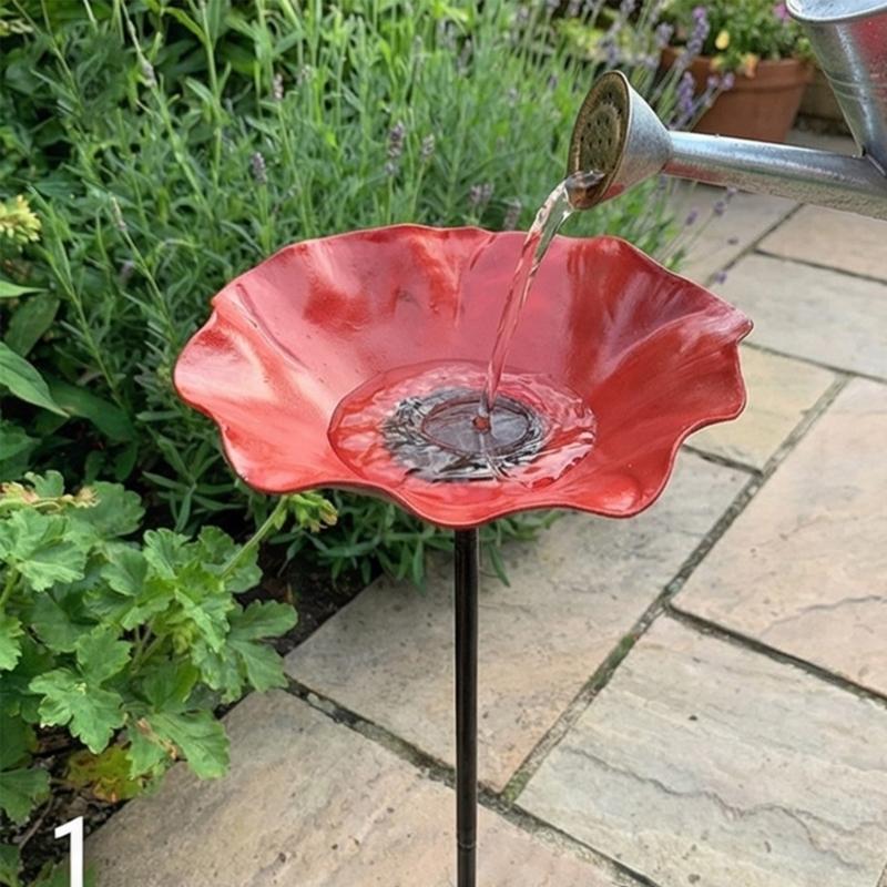 Handcrafted Metal Flower Stake Butterflies Feeder For Garden Decoration Doubles As Bees Watering Station And Bird Bath