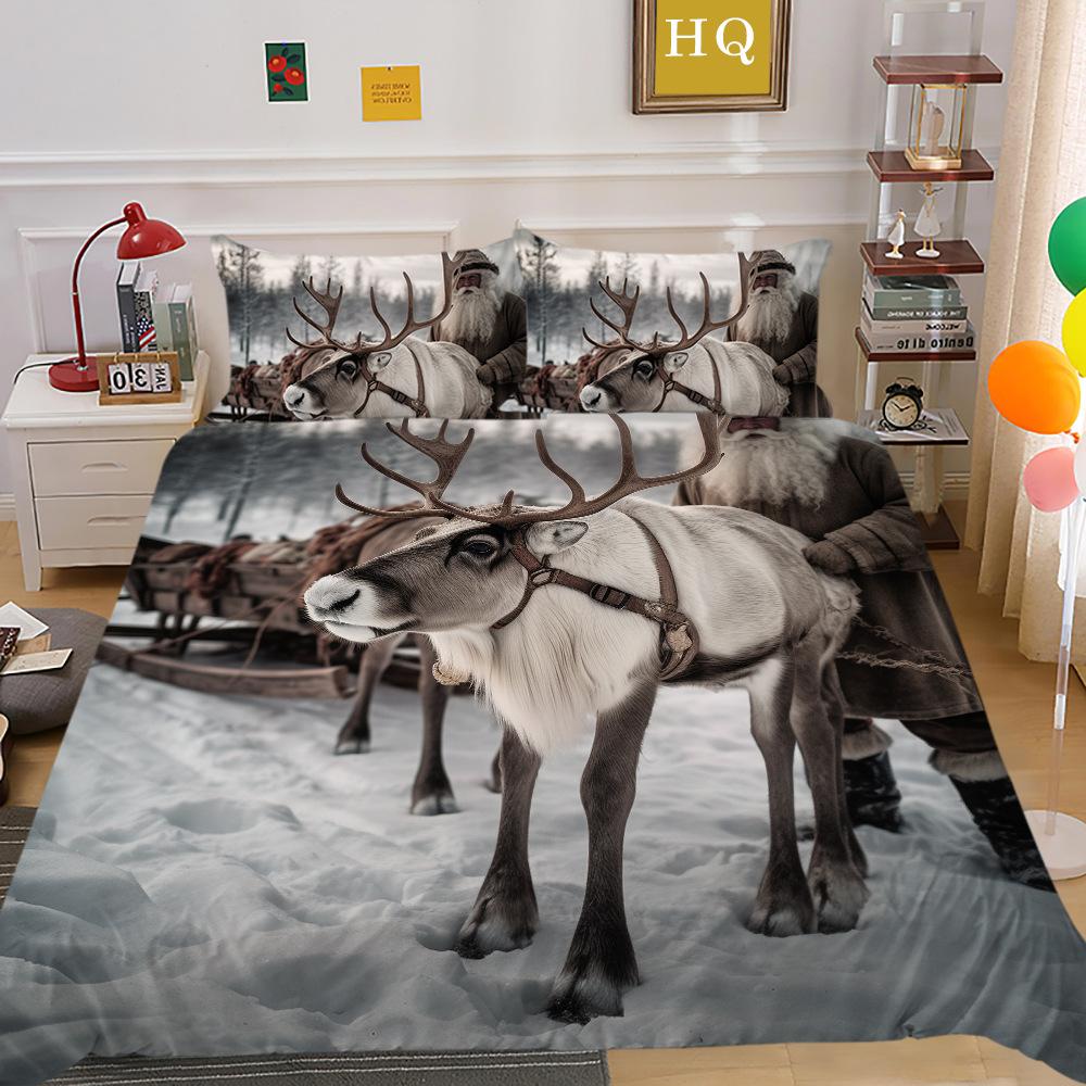 

Рождественская карета, снежная сцена, 3D-принт, полиэстеровая наволочка, пододеяльник, набор из двух или трех предметов, можно EU Single 135*200