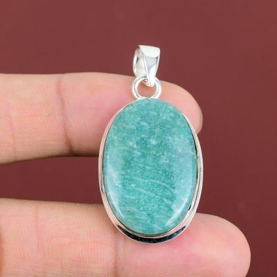 Ciondolo in amazzonite Ciondolo in pietra preziosa autentica Ciondolo in argento sterling 925 Ciondolo fatto a mano Gioielli in amazzonite Regalo per la mamma Delicati gioielli in argento
