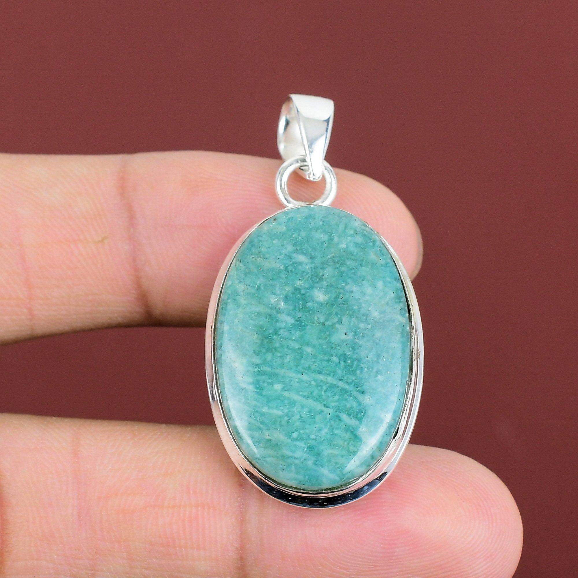Amazonite Pendant Genuine Gemstone Pendant 925 Sterling Silver Pendant Handmade Pendant Amazonite Jewelry Gift For Mom Dainty Silver Jewelry