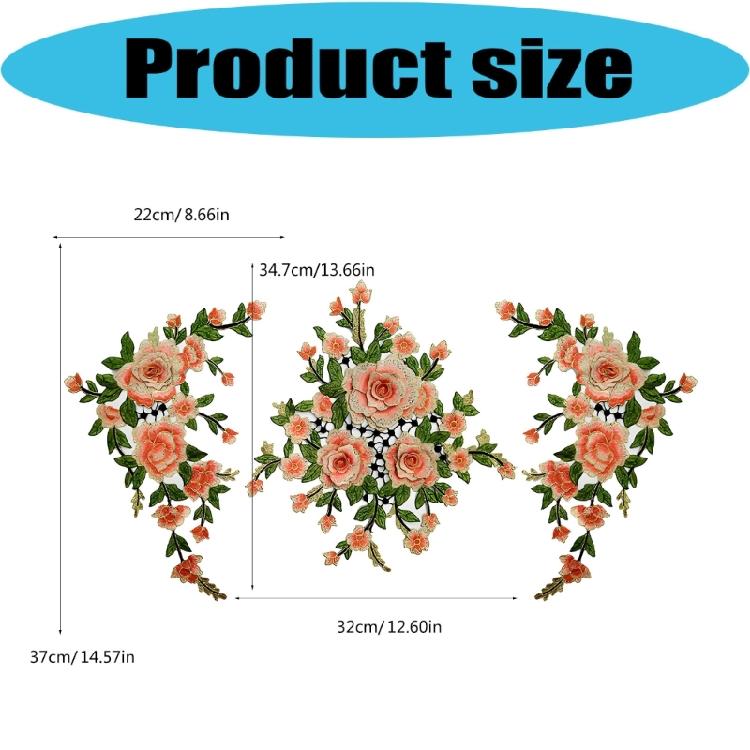Flower Embroidered Applique Fade Resistant Sewing On Polyester Patches For Shirt Jackets Dress Cheongsam Decoration