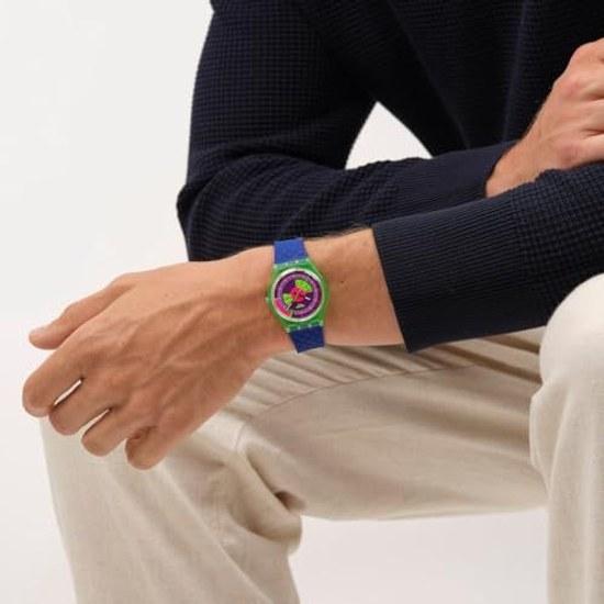 Swatch wristwatch GENT BIOSOURCED NEON SKYCHART SO28G704 unisex adult blue