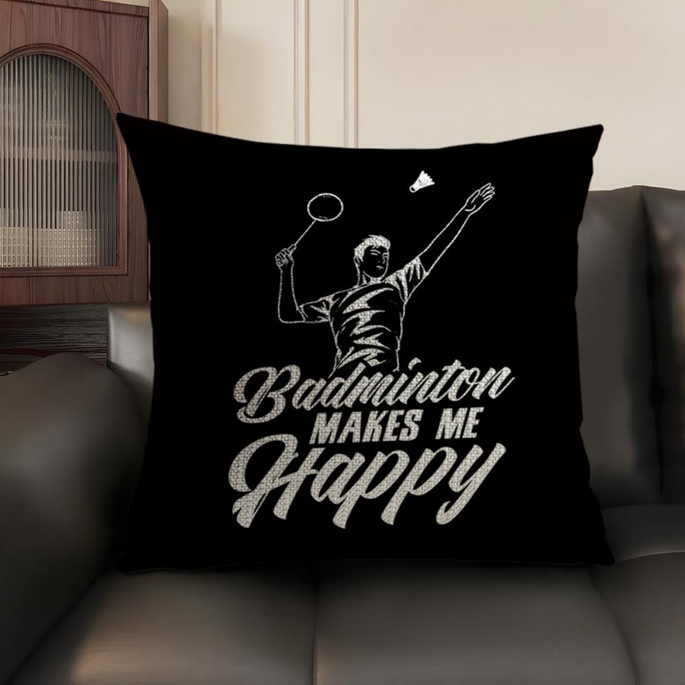 Badminton Sport Cushion Cover Natural Linen Organic Fabric DoubleSided Printing Sofa Home Decor Breathable Environmentally