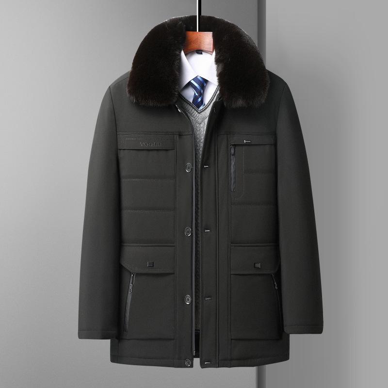 Lambskin Cotton-Padded Jacket for Middle-Aged Men and Seniors
