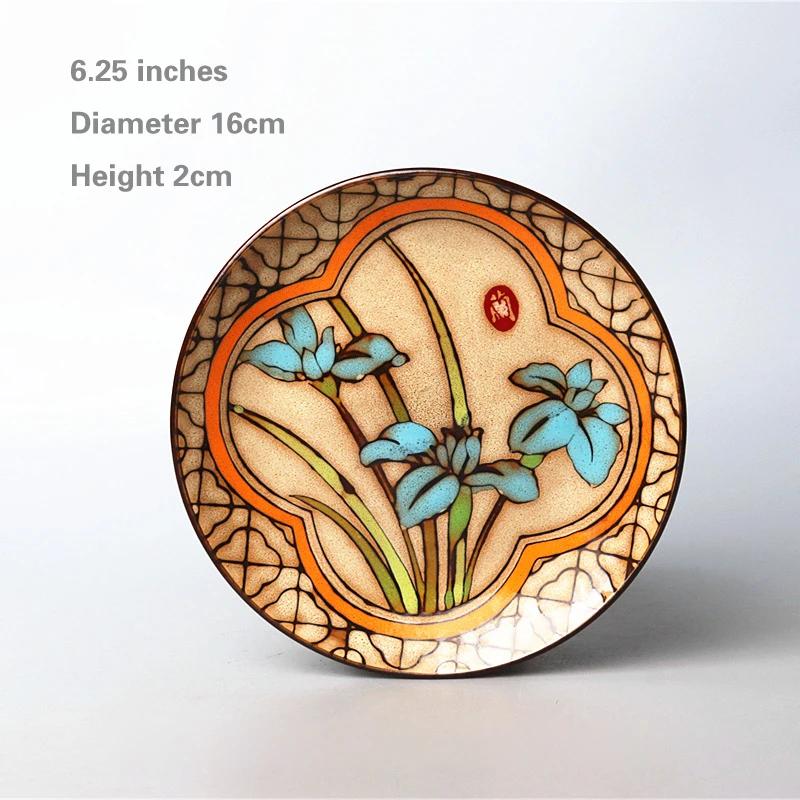 5-7-Zoll-Knochenteller Kreatives handbemaltes unterglasurfarbenes Keramikgeschirr Kaltes Gericht Obst Dim Sum Teller Snack Haushaltsgeschirr