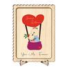 Wooden Couple Table Sign with Stand Farmhouse Rustic Cartoon Couple Ornament Valentine's Day Anniversary Wedding Party Decoration