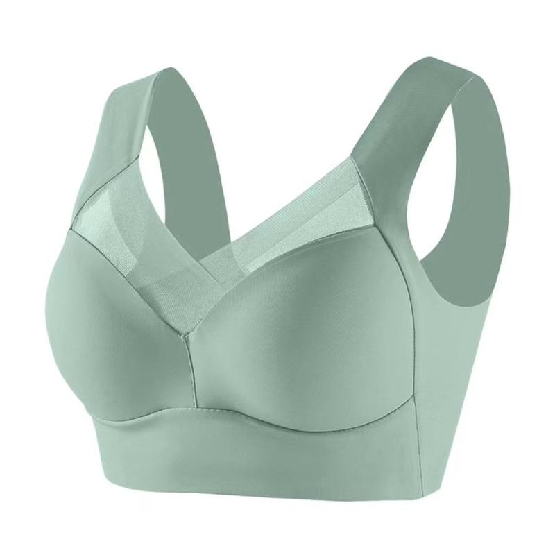 Large size underwear gathers without steel ring bra women's comfortable seamless underwear sports beautiful back integrated underwear