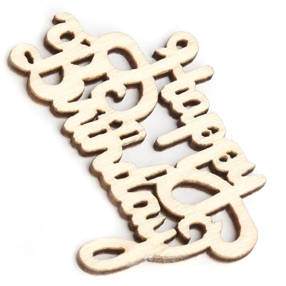 20pcs Unfinished Wooden Ornaments Mini Size Wooden Party Prop Wood Cutout Words For Birthday Party